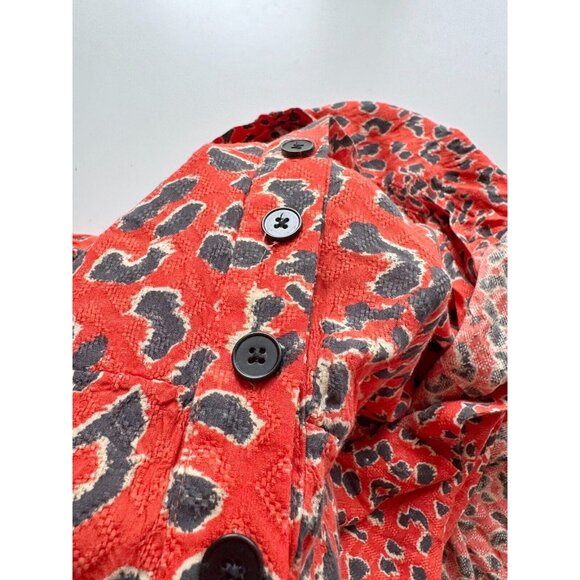 FREE PEOPLE C'est Moi Orange Leopard Printed Long Duster Maxi Blouse Top, Size M - Picture 11 of 15